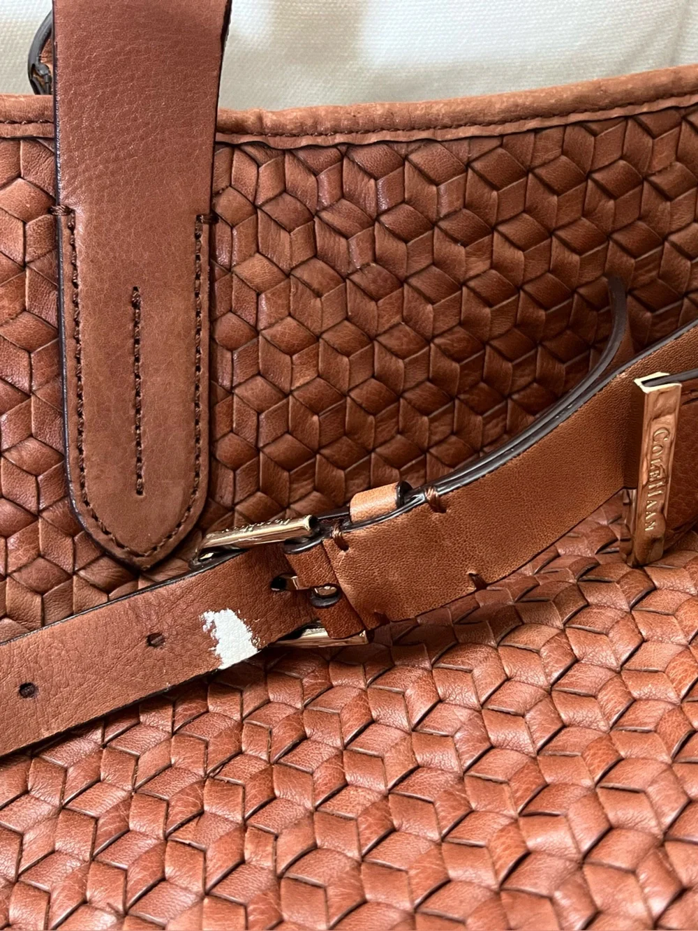 Cole Haan Woven Leather Tote Bag in Brown